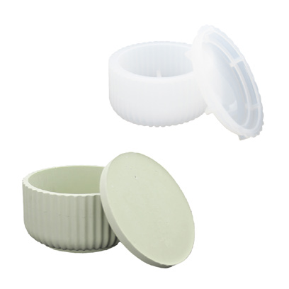 Moule en silicone - Pot basse enervé avec couvercle Moule en silicone - Pot basse enervé avec couvercle ø 10,8cm x 5,8cm