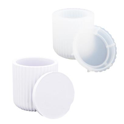 Moule en silicone - Pot lisse et nervuré avec couvercle Moule en silicone - Pot lisse et nervuré avec couvercle ø 7,8cm x 8cm