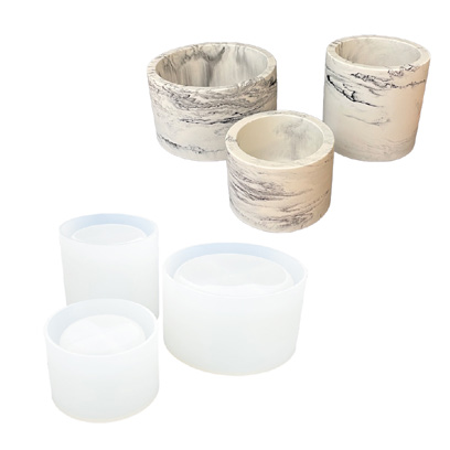 Moule en silicone - Set pot de fleurs rond Moule en silicone - Set pot de fleurs rond ø 8cm x 5cm + ø 9cm x 8,5cm + ø 11,5cm x 6,5cm