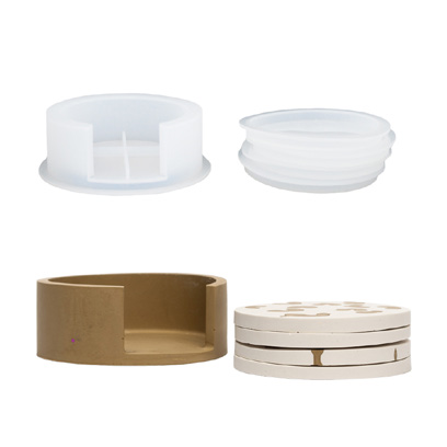 Moule en silicone - Set support et 4 sous-verres rondes Moule en silicone - Set support et 4 sous-verres rondes
